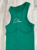 Pine Green Ribbed Bodysuit