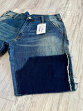 Vintage Blue Raw Edge Denim Shorts