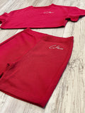 Magenta Ribbed Crop Shirt & High Waisted Shorts
