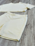 Cream Ribbed Crop Shirt & High Waisted Shorts