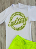 Neon Green “Hot Sign” Premium Shirt & Nylon Tech Shorts