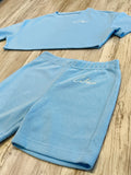Carolina Blue Ribbed Crop Shirt & High Waisted Shorts