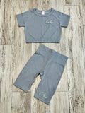 Light Grey Ribbed Short Set