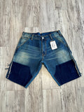 Vintage Blue Raw Edge Denim Shorts