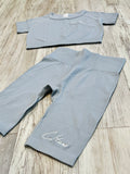 Light Grey Ribbed Short Set