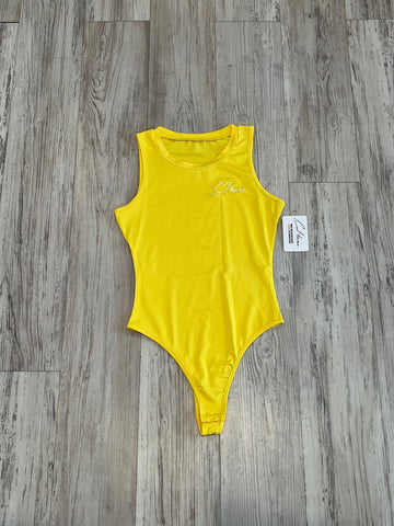 Yellow Crewneck Thong Bodysuit