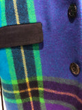 Turquoise Plaid Luxe Trench Coat