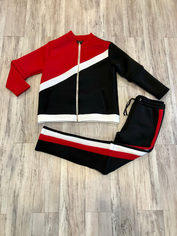 Black & Red Luxe Neoprene Tracksuit