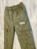 Olive Quilted Snap Pants