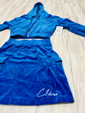Royal Blue Velour Hoodie & Skirt