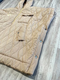 Cream Oversized Quilted Snap Poncho
