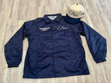 Navy Blue “Members Only” Windbreaker Coach Jacket & Snapback Hat