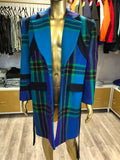 Turquoise Plaid Luxe Trench Coat
