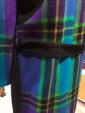 Turquoise Plaid Luxe Trench Coat
