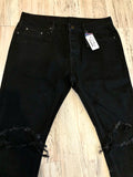 Black Distressed Zipped Denim