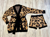 Cheetah Knit Cardigan & Shorts