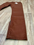 Clay Brown Wax Zipped Denim