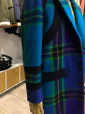 Turquoise Plaid Luxe Trench Coat