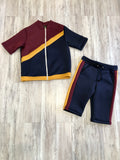 Navy & Burgundy Luxe Neoprene Tracksuit