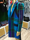 Turquoise Plaid Luxe Trench Coat