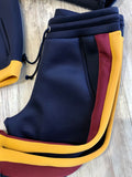 Navy & Burgundy Luxe Neoprene Tracksuit