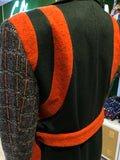Green & Orange Luxe Trench Coat