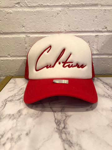 Red & White Mesh Trucker Hat