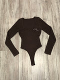 Mocha Ribbed Thong Bodysuit