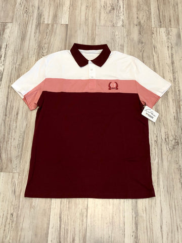 Burgundy & Salmon Color Block Polo