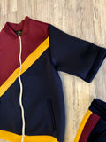 Navy & Burgundy Luxe Neoprene Tracksuit