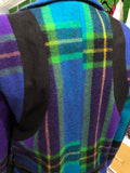 Turquoise Plaid Luxe Trench Coat