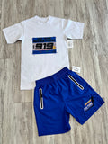 White/Neon Blue Marathon Premium Shirt