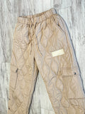 Cream Quilted Snap Pants